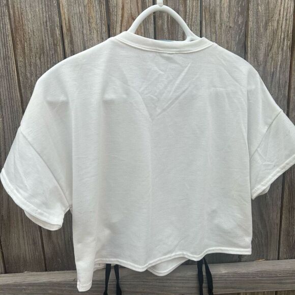 W. W. Xiong tshirt crop short sleeve lace up size xl - Picture 8 of 8